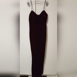 De-Laru vintage elegant burgundy long dress with spaghetti straps holiday dance